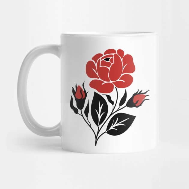 Print with Red Rose Inspired by Ukrainian Traditional Embroidery by lissantee